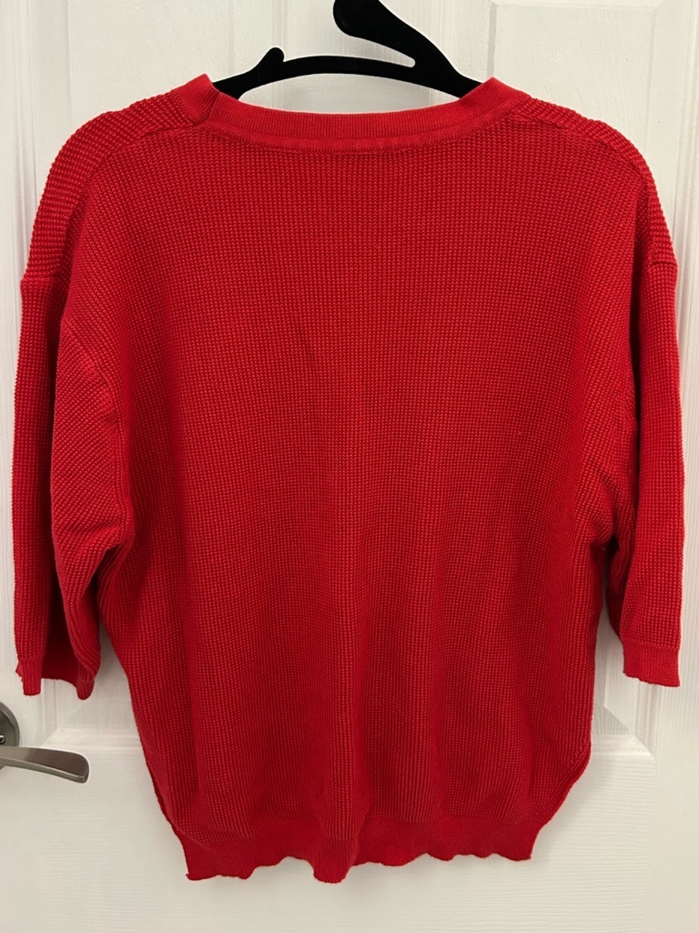 Red Knit, Short-Sleeved Sweater Top, Sz L - Picture 4 of 6